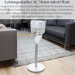 Staande Ventilator - Vloerventilator Aircooler - Frisse Lucht Creëren - Stille Werking 59 dB - 60 W - Wit — thumbnail 2