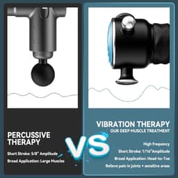 Elektrisch Massagepistool - Spierstimulator Percussie - Spierherstel Bevorderen - 5 Snelheden 3 Koppen - 0.68 kg - Zwart — thumbnail 4