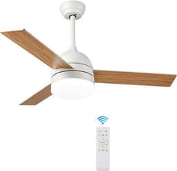 Plafondventilator 3 blad Ø105cm hout - stille ventilator – top kwaliteit - energie zuinig -met remote - ventilator voor laag plafond - 6 snelheden – beste alternatief voor airco - zomer en winter stand – houten ventilator — thumbnail 1