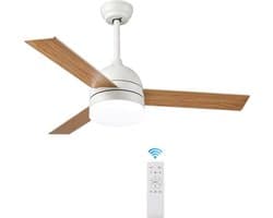 Plafondventilator 3 blad Ø105cm hout - stille ventilator – top kwaliteit - energie zuinig -met remote - ventilator voor laag plafond - 6 snelheden – beste alternatief voor airco - zomer en winter stand – houten ventilator — afbeelding 1