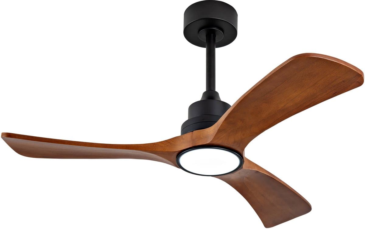 COVREO Plafondventilator met verlichting 106 cm zwart hout, 6 snelheden — afbeelding 1