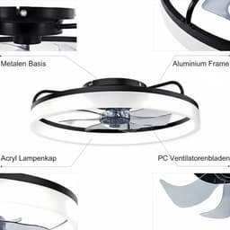 Lìon® Ventilator Plafond - Ventilator - Ventilator Staand Afstandsbediening - Zwart - 50cm x 50cm x 15cm — thumbnail 3
