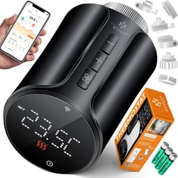 Slimme Radiatorthermostaat WiFi – App Bediening – Alexa & Google Assistant – 6 Adapters – Zwart — thumbnail 1