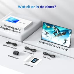 UPERFECT 24.5-inch draagbare touchscreen-monitor met geïntegreerde standaard, 165 Hz, 2560x1440p QHD IPS, USB-C- en Mini-HDMI-poort, tweede scherm voor laptop/telefoon/gameconsole — thumbnail 2