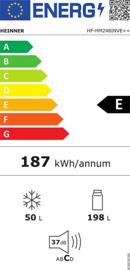 Heinner HF-HM248INVE++ Koelkast met Vriesvak – 248 L – Inverter Compressor – Energieklasse E – Instelbare Thermostaat – LED-verlichting – Wit – 5 Jaar Garantie — thumbnail 2