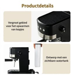 Espressomachine 15 Bar – Koffiezetapparaat met Melkopschuimer - Hogedruk Espressomachine voor Thuis - Krachtige Stoomfunctie voor Cappuccino en Latte Macchiato — thumbnail 5