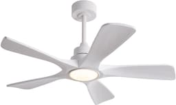 Plafondventilator Met Verlichting – 42 Inch – 5 Houten Bladen – Wit – 6 Snelheden – Afstandsbediening – Dimbaar – Timer — thumbnail 2