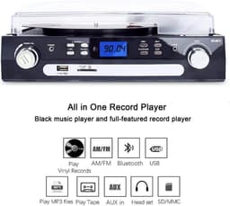 DIGITNOW - All-in-One Platenspeler met Bluetooth, Radio, Cassette, USB & SD – Vinyl naar MP3 – 33/45/78 RPM — thumbnail 2