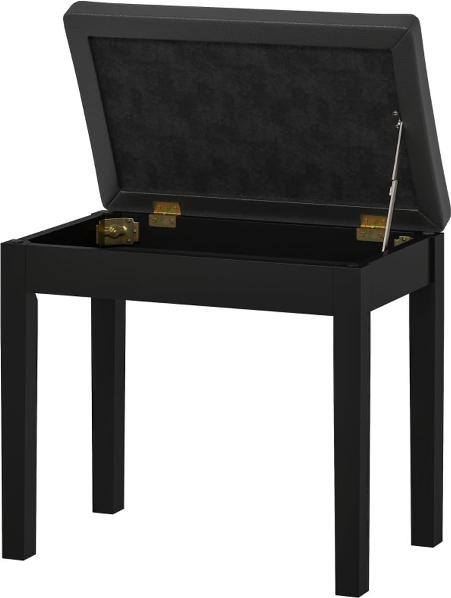 Zwarte Pianobank 55 x 34 x 50 cm, In Hoogte Verstelbare Pianokruk met Opbergruimte, Piano Zitbank, Muziekkruk met Gevoerde Zitting, Voor Bladmuziek en Accessoires, Comfortabel, Stevig en Praktisch — afbeelding 1