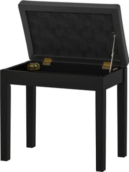 Zwarte Pianobank 55 x 34 x 50 cm, In Hoogte Verstelbare Pianokruk met Opbergruimte, Piano Zitbank, Muziekkruk met Gevoerde Zitting, Voor Bladmuziek en Accessoires, Comfortabel, Stevig en Praktisch — thumbnail 1