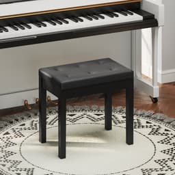 Zwarte Pianobank 55 x 34 x 50 cm, In Hoogte Verstelbare Pianokruk met Opbergruimte, Piano Zitbank, Muziekkruk met Gevoerde Zitting, Voor Bladmuziek en Accessoires, Comfortabel, Stevig en Praktisch — thumbnail 3