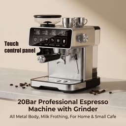 Bresco® Barista Touch Espressomachine – Pistonmachine met Koffiemolen – RVS Koffiemachine melkopschuimer – Bonenmaler – Brushed Stainless Steel — thumbnail 4