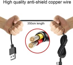 Thijox - Dash Cam Kabel USB C 11.5FT L-Hoek Type-C Adapter, Oplaadkabel voor Dashcam, Spiegelcamera, Rijrecorder, Auto-DVR, Voedingskabel voor Auto — thumbnail 2