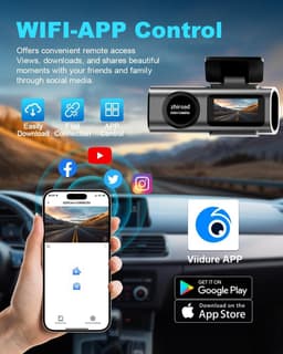 Thijox - 4K Dashcam Auto met WiFi, Afneembare Dashboard Camera, 170° Groothoek, G Sensor, Super Nachtzicht, 24U Parkeren Bewaking, 64G SD-Kaart, APP-B — thumbnail 2