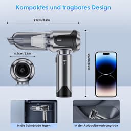 Thijox - Handstofzuiger Accu 15000 Pa Draadloos 4-in-1 Mini Stofzuiger Oplaadbaar Licht en Draagbaar voor Auto Kantoor Huis Keuken — thumbnail 5