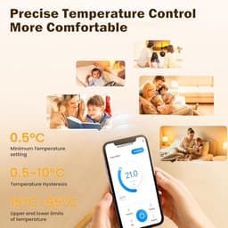 Slimme Thermostaat - Wifi Kamerthermostaat - Verwarming Regelen - Spraakbesturing Ondersteund - 10.5 x 9.8 cm - Wit — thumbnail 3