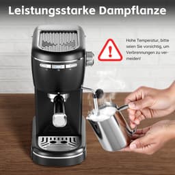 Seth Select Espressomachine 15 Bar – 1100W Koffiezetapparaat met Melkopschuimer, 1,2 Liter Afneembaar Waterreservoir – Compact RVS Design – Zwart — thumbnail 5