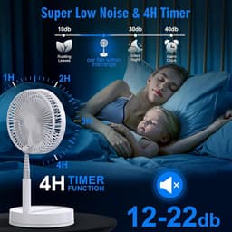 Casalora Opvouwbare vloerventilator – Draagbare ventilator – Reisventilator – Stille bureauventilator – 4 snelheidsstanden – 180 graden verstelbare hoek – Geschikt voor slaapkamer, camping, kantoor en op reis – Roze — thumbnail 5