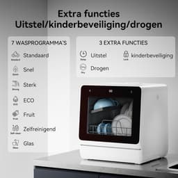 Lìon® Mini Vaatwasser - Afwasmachine - Vrijstaande Vaatwasser - Wit - 43cm x 43cm x 46cm — thumbnail 3