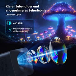 SnelShoppen - ZYNIX NIX500 Smart Mini-beamer 4K WiFi-projector met Android 14, Bluetooth 5.4, auto keystone, 270° rotatie voor thuisbioscoop, gaming & — thumbnail 3