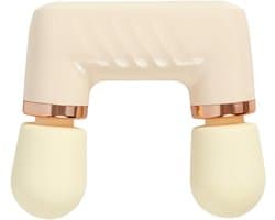 Percussie Massager - Spierontspanningsapparaat - Spierherstel - Dubbele kop ontwerp - 18 x 15.2 x 5 cm - Crèmegeel