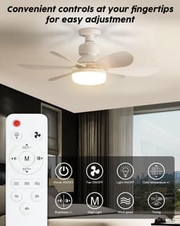 Plafondventilator met Licht - Inschroefbare Mini Ventilator met Afstandsbediening - 52 cm - 3 Snelheden en 3 Kleurtemperaturen - Wit — thumbnail 3