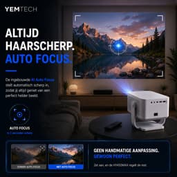 Yemtech® Thuisbioskoop Projector – Mini Beamer – HY450max – 800 ANSI Lumen – Full HD 1080P – 8K Ondersteuning – Android 14 – WiFi 6 – Bluetooth 5.4 — thumbnail 3