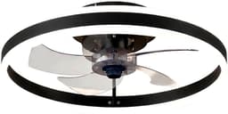 Plafondventilator met verlichting - Zwart - LED Ring 32W - Ø 50cm - Fluisterstil - App & Afstandsbediening - Dimbaar - Plafondlamp woonkamer - Plafonniere slaapkamer - Plafondlampen - Ventilator plafond — thumbnail 1