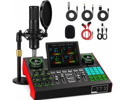 Podcast Microfoon Set met 6-Kanaals Audio Mixer – Condensatormicrofoon – Noise Reduction – Voice Changer