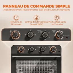 HOMCOM Airfryer Oven - Koudgewalst staal, gehard glas - 54 x 48 x 48,2 cm - Zwart — thumbnail 5
