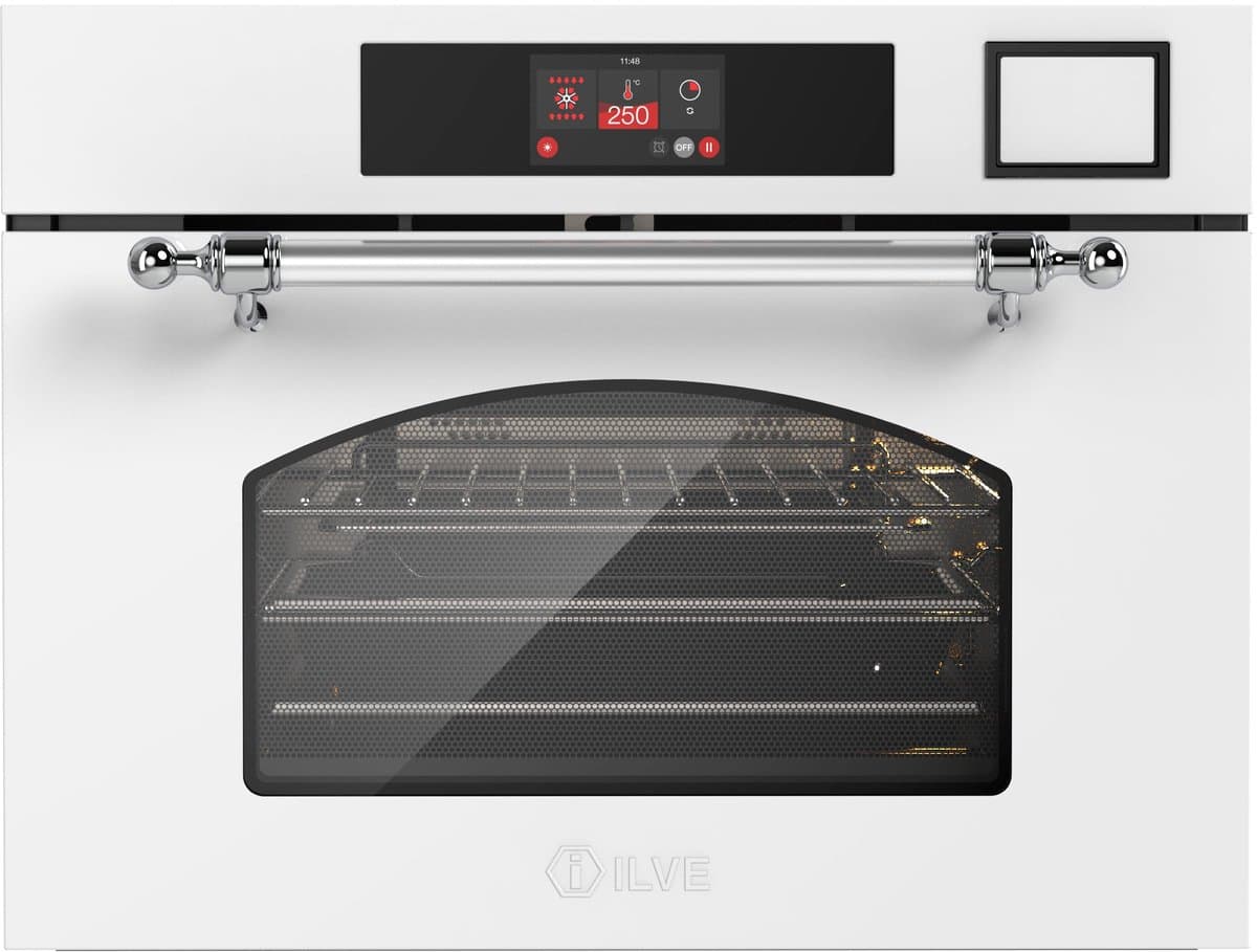 ILVE Compact 45cm 3 in 1 oven/stoom/magnetron Nost. Wit Chroom - Inbouw — afbeelding 1