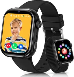 FOSMET 4G Smartwatch Kinderen - 2026 - GPS Horloge Kind met Telefoonfunctie - 1,83 Inch - SOS Knop & Videobellen - Dubbele Camera 3 MP - 1000mAh - Voor 4-12 Jaar - Voor Jongens en Meisjes - Android & iOS - Zwart — thumbnail 1