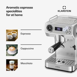 Klarstein, Libeica Evo, Espressomachine, 20 bar, 1360 W, melkopschuimer, waterreservoir van 1,3 liter, roestvrijstalen design — thumbnail 3