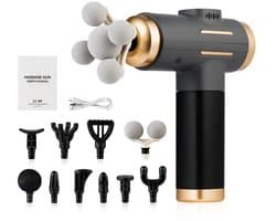 Reky Massage gun Pro - Massage pistool - Ontspanning - Draadloos - 11 Massagekoppen - UCB-C Kabel - 21 x 20,6 x 5.6 cm - Zwart