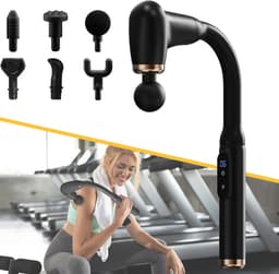 Massagepistool Met Verlengde Handgreep - Rugmassageapparaat Voor Pijnverlichting - Handmatig Percussie-Spiermassagepistool - 6 Massagekoppen — thumbnail 1