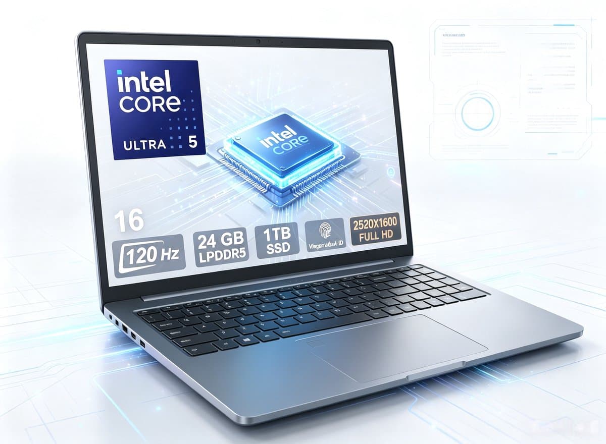N16 Pro Laptop - 16 Inch 2.5K Mat Scherm - Intel Core Ultra 5 125H Processor - 24GB LPDDR5 Geheugen - 1TB SSD Opslag - Windows 11 - Zilvergrijs — afbeelding 1