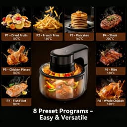 VidaStore Airfryer - Airfryer - Transparante Airfryer - Airfryer oven - Glazen deksel - 8 programma's - 5 liter - Compact 33x28x27 — thumbnail 5