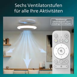 Plafondventilator met lamp – Philips Amigo, stil, 6 snelheden, dimbaar RGBW LED, Ø48 cm, — thumbnail 4