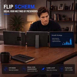 TYVON Triple Portable Monitor 14 inch - Flip - Tri screen - Full HD Draagbare monitor met USB-C & HDMI - Voor Apple en Windows - Plug & Play - Dubbel Scherm - Opvouwbaar - Laptop Scherm Uitbreider - Externe Monitor incl. Draagtas - Beeldscherm — thumbnail 3