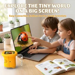 Kindermicroscoop 1000x – 4K Digitaal – 2,4 inch IPS Scherm – 8 LED – Foto & Video – Oplaadbaar – Oranje — thumbnail 5