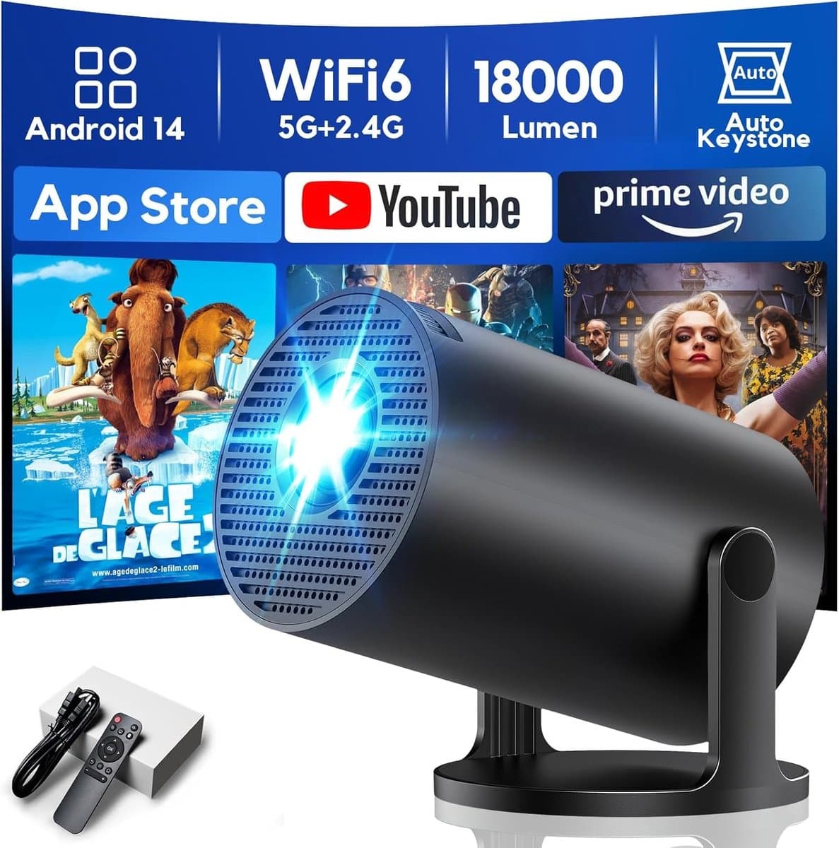 Videoprojector - Mini Projector - WiFi 6 en Bluetooth 5.4 - 1080P Ondersteuning - Voor Thuisbioscoop — afbeelding 1