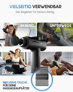 Massagepistool - Grijs - 6 massagekoppen - 3200 rpm - Voor spierherstel en ontspanning — thumbnail 5