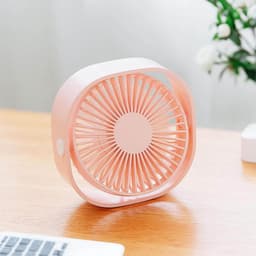 GELLDG Mini USB-bureauventilator - Tafelventilator - Miniventilator - Stil en draagbaar - Werkt op USB - Batterijen niet inbegrepen - 3 windsnelheden - 360° draaibaar - Geschikt voor thuis en op reis - Roze — thumbnail 5