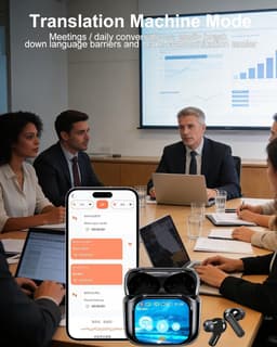 Vertaler hoofdtelefoon - vertaaltingshoofdtelefoon met real-time vertaling, in-ear vertaling, oordopjes met touchscreen, 156 talen koptelefoon, vertaler - real-time met ANC-microfoon en app voor — thumbnail 5