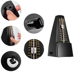 Klassieke mechanische metronoom - Metronoom voor drumstellen - Elektronische metronoom - Mechanische metronoom met instelbare snelheid voor muziekinstrumenten - ABS + kunststof stalen mechanisme - Universeel voor muziekinstrumenten - Zwart — thumbnail 2