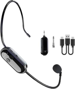 Draadloze microfoon headset met 2 in 1 functie en lange afstandsbereik — thumbnail 1