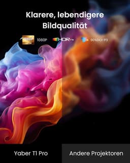 T1 Pro Mini-beamer, Dolby Audio en Turbo Sonic Bass, Smart beamer, Full HD 1080p, met HDR 10, wifi 6 en Bluetooth 5.4, ondersteunt 180° rotatie, autofocus en keystone, draagbare projector voor — thumbnail 5