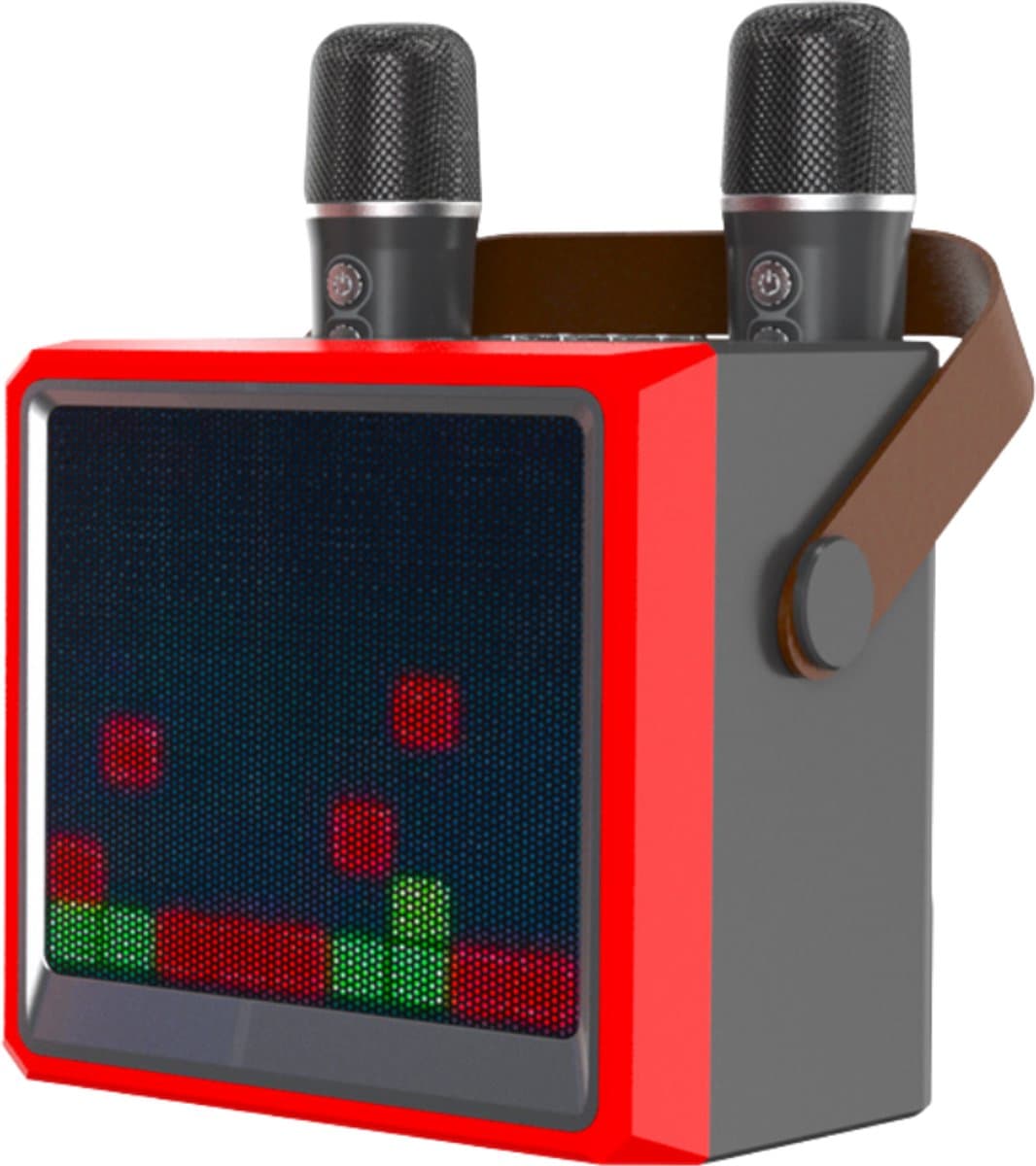 SpectrumBeat Karaoke Speaker met 2 Draadloze Microfoons – 10W – LED Display – Bluetooth – Rood 929 — afbeelding 1