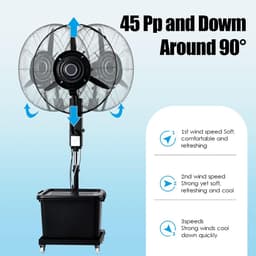 Vernevelende Staande Ventilator - Luchtkoeler Verstuiver - Ruimte Koelen - 42L Waterreservoir - 81cm Hoog - Zwart — thumbnail 5