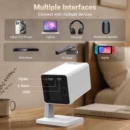 SnelShoppen - Smart Beamer 4K-decodering met 2 GB RAM, 16 GB ROM, ingebouwde streaming-apps, WiFi 6, Bluetooth 5.4, automatische beeldcorrectie, optis — thumbnail 4